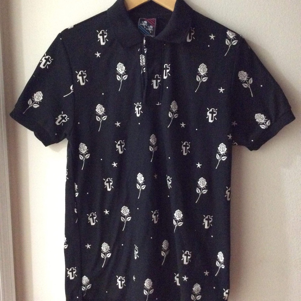 Rose & cross polo shirt